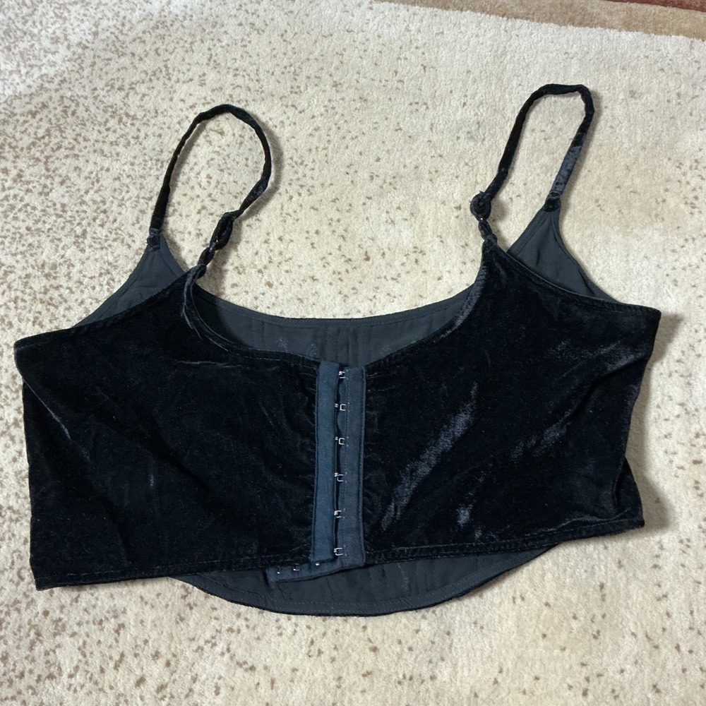 Nasty Gal Zodiac Celestial Corset Top Women 8 Black Velvet Sequin Beaded Bustier - Picture 5 of 8